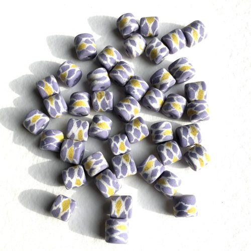 Yellow + Purple Tube Recycled Glass Beads