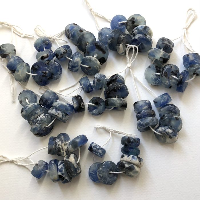 Blue Glass with crushed Stone Beads