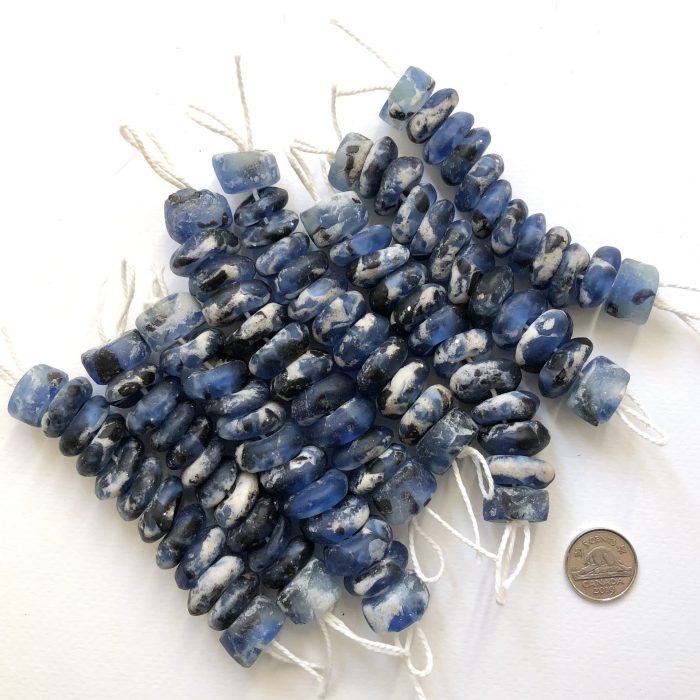 Blue Glass with crushed Stone Beads