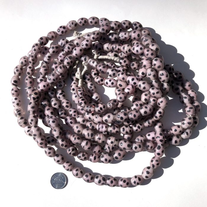 Polka Dot Pink Vintage Glass Beads
