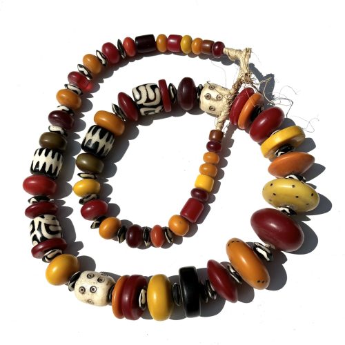 Jumbo African Amber + Batik Bone Beads