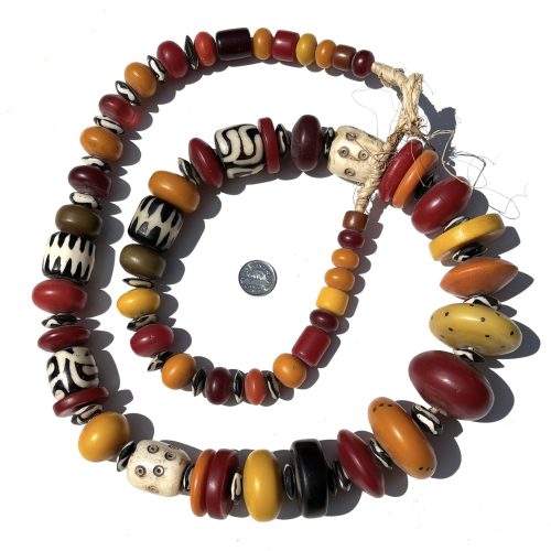 Jumbo African Amber + Batik Bone Beads