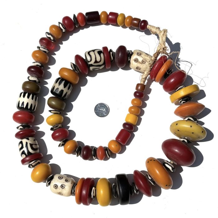Jumbo African Amber + Batik Bone Beads