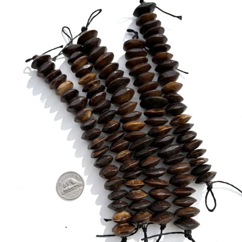 Dark Brown Bone Disk Beads
