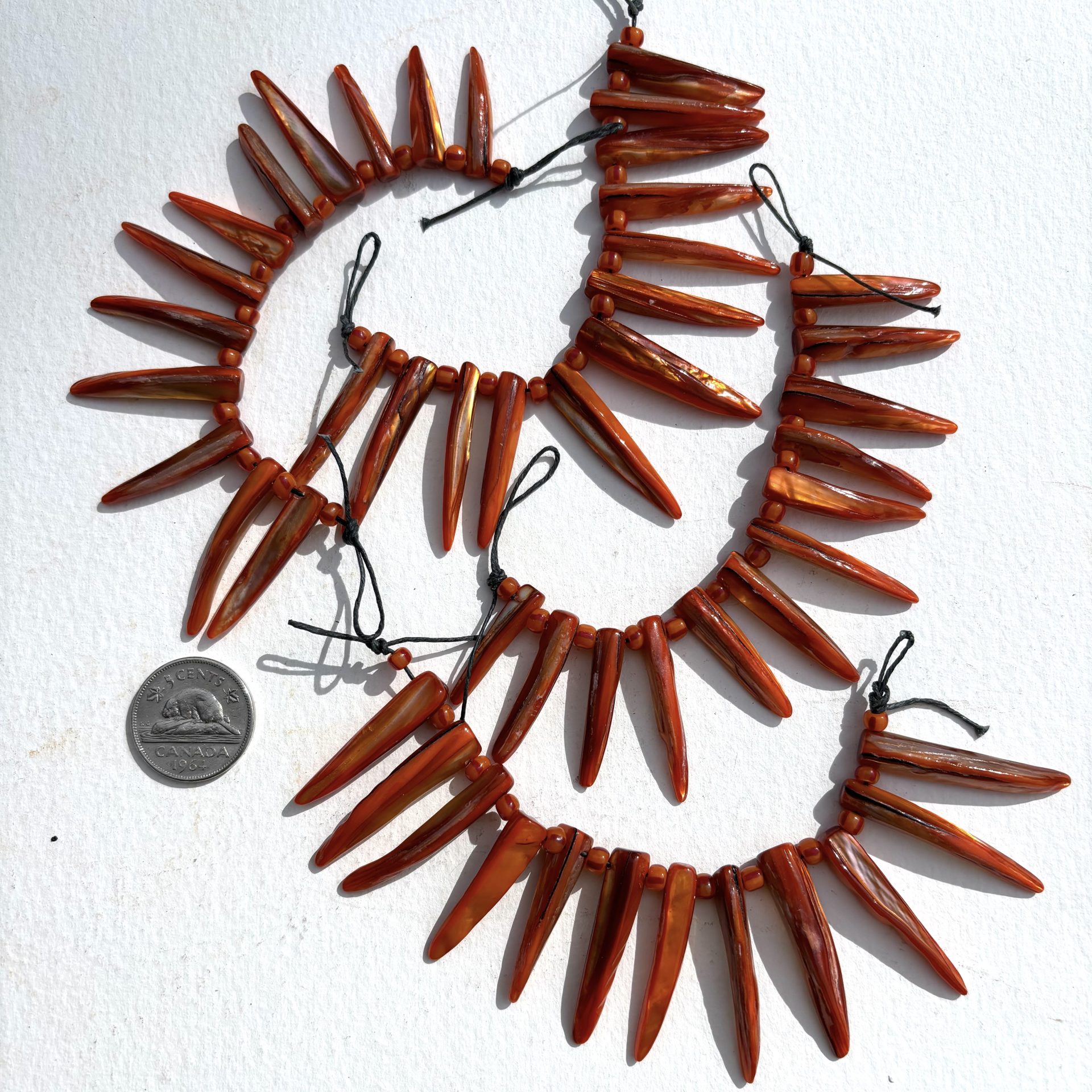 Orange Shell Spike Beads