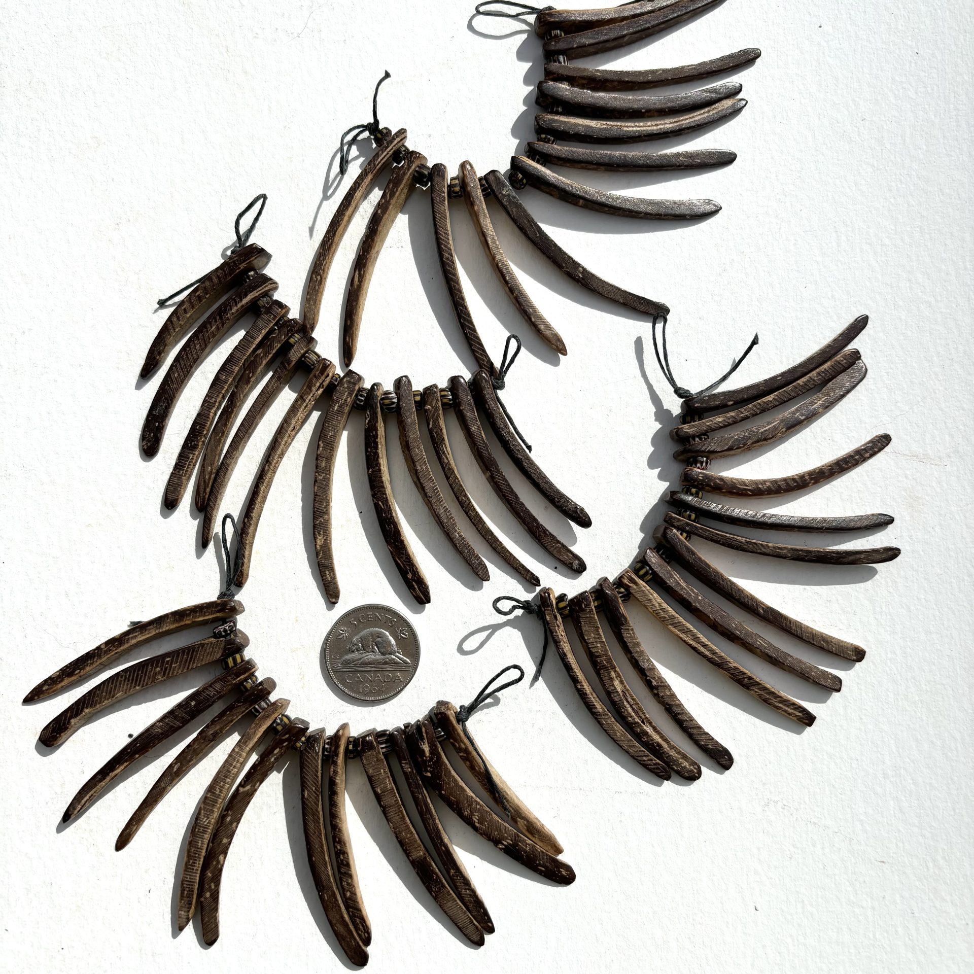 Dark Brown Wood Spike Beads