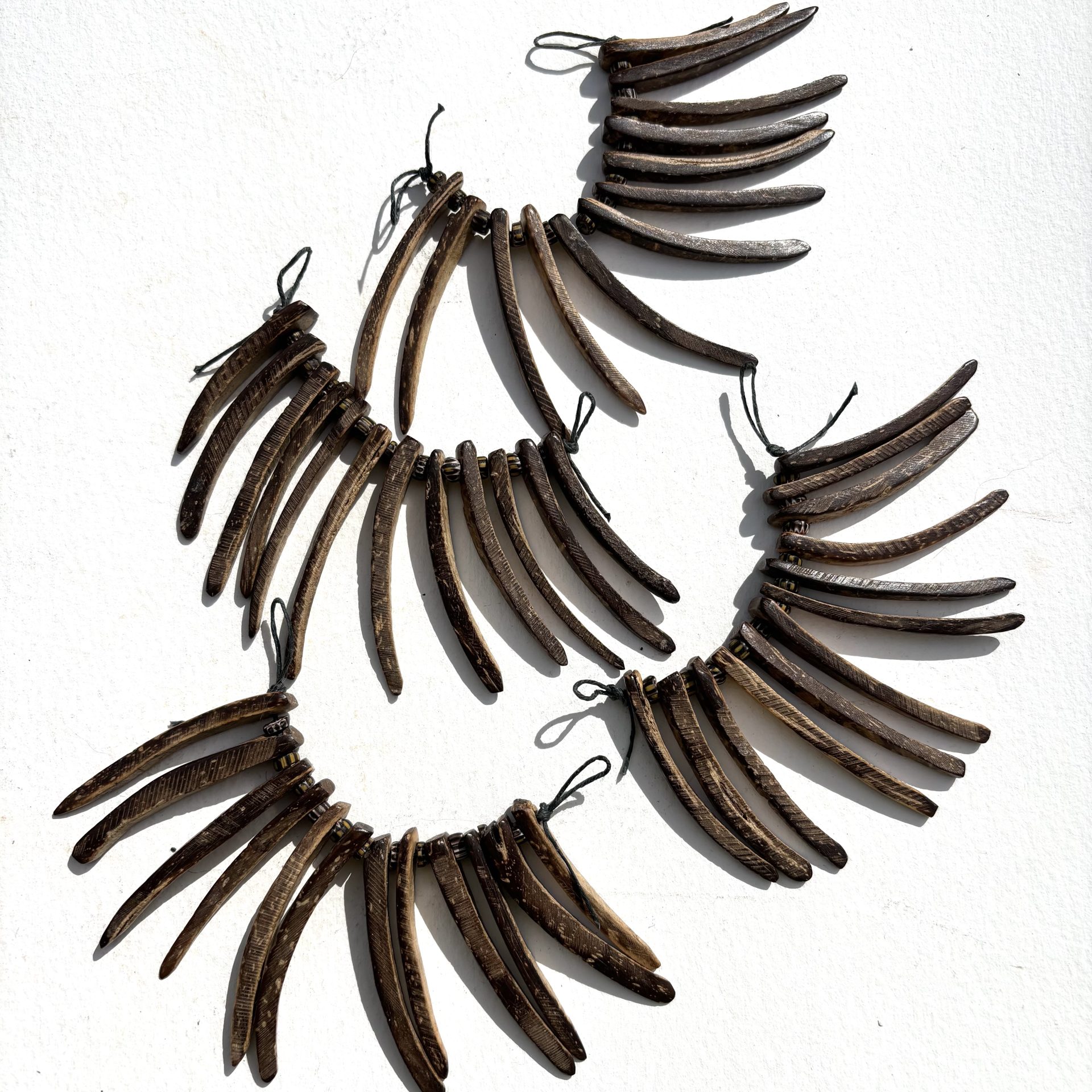 Dark Brown Wood Spike Beads